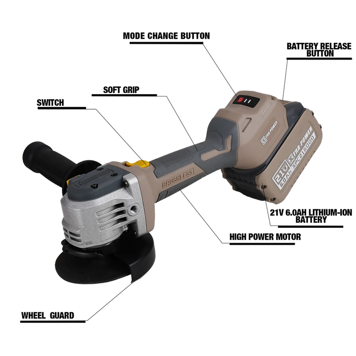 XTRA-POWER XPC-AG-05 Brushless Angle Grinder 100mm (21V Cordless)