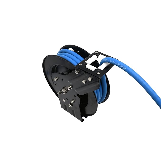 Zephyr Auto-Retractable Heavy Duty Hose Reel | 15 Meter Rubber Hose with 9-Mode Spray Nozzle (Black, 13mm/½")