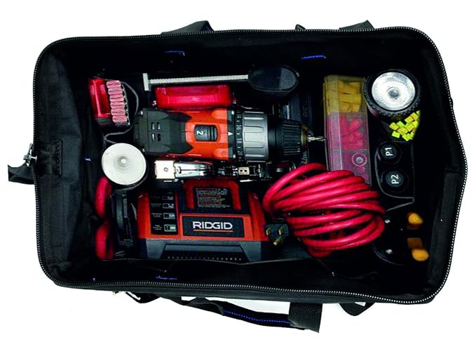 Zephyr Work Gear – 31-Pocket Heavy-Duty Tool Bag with Hard Bottom | Water-Resistant Polyester | Large Storage Organizer for Professionals