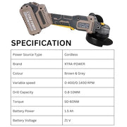 Xtra Power XPC AG 02 Brushless 100mm Cordless Angle Grinder | 21V Heavy-Duty Portable Grinding Machine