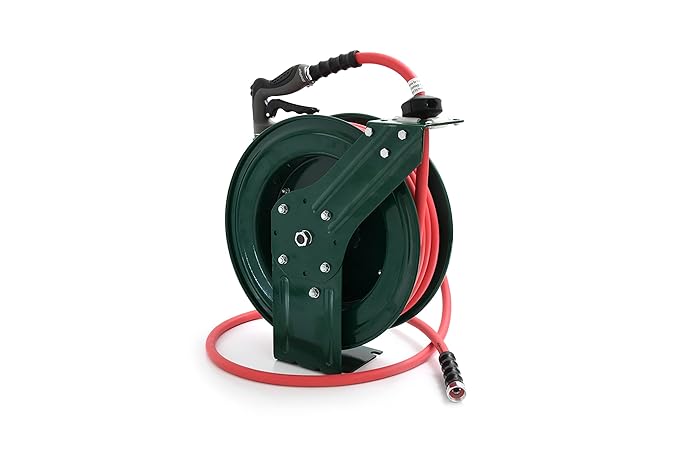 Zephyr Auto-Retractable Garden Hose Reel | Heavy-Duty | Made in India | ½ inch x 65 ft Hose with Premium Spray Gun – Green