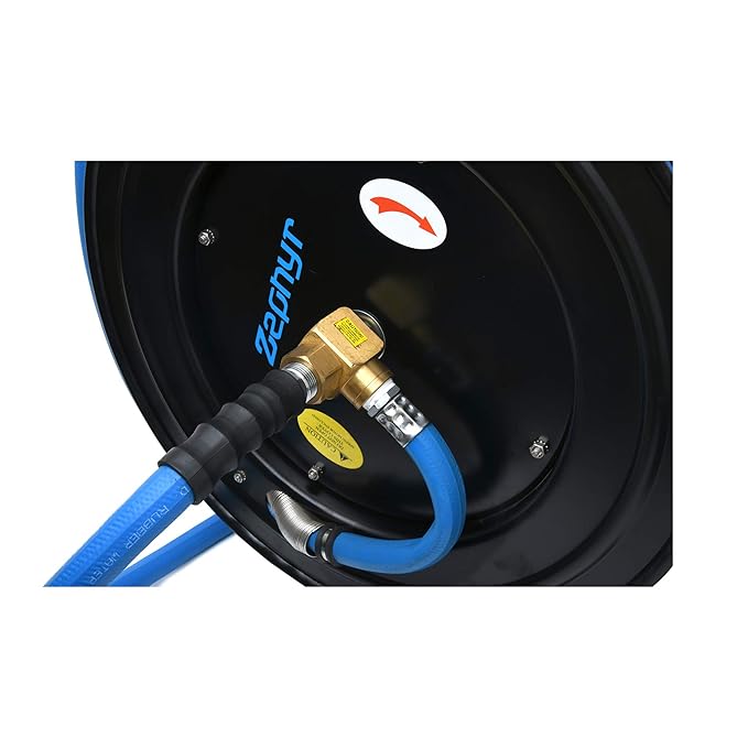 Zephyr Retractable Garden Hose Reel (1/2" x 25 ft, Matte Black Steel) – Ultra-Durable, Space-Saving Watering Solution