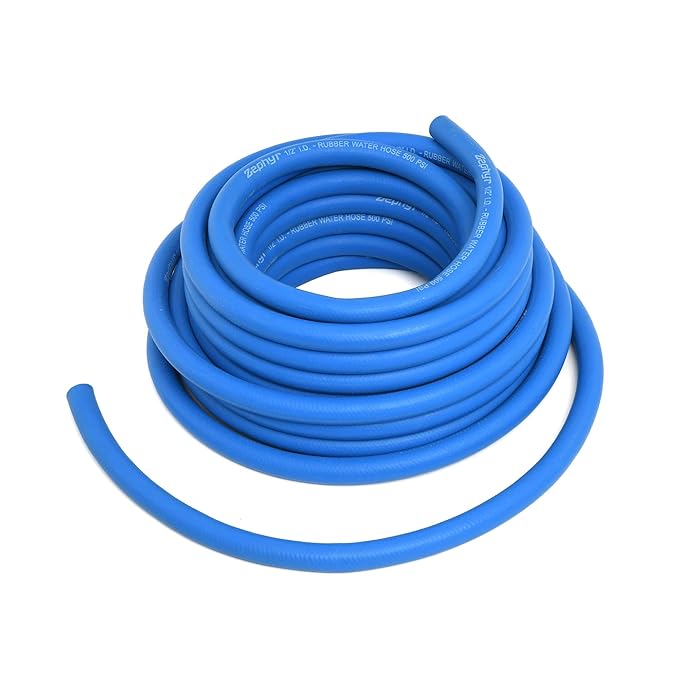 Zephyr Next-Gen Garden Hose (1/2" x 50ft, Ultra-Light Flexible Rubber, No Fittings) – Blue