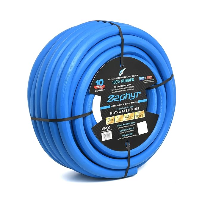 Zephyr Next-Gen Rubber Garden Hose 1" x 100ft (30m) – Ultra-Light, Durable & Flexible | 10-Year Warranty