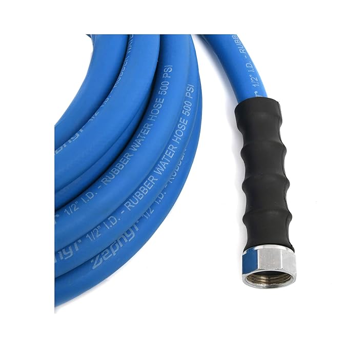 Zephyr Next-Gen Garden Hose (1/2" x 50ft, Ultra-Light Flexible Rubber, No Fittings) – Blue