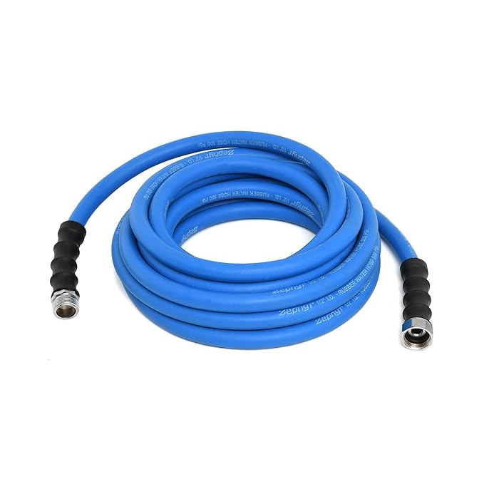 Zephyr Next-Gen Garden Hose (1/2" x 50ft, Ultra-Light Flexible Rubber, No Fittings) – Blue